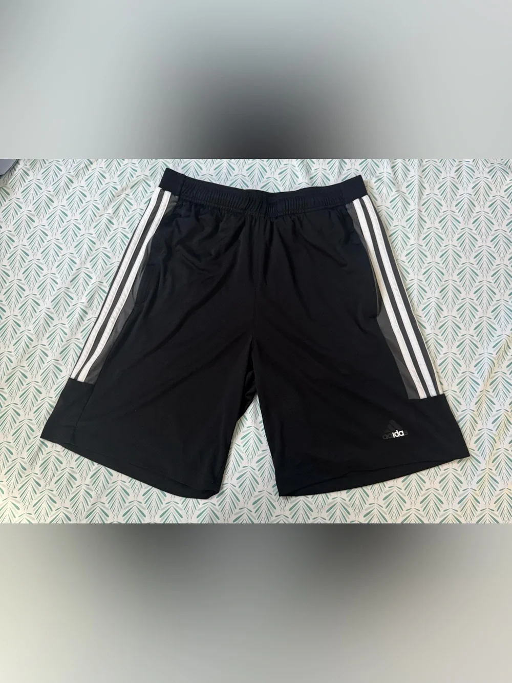 adidas Black Shorts with White Side Stripes - Kids